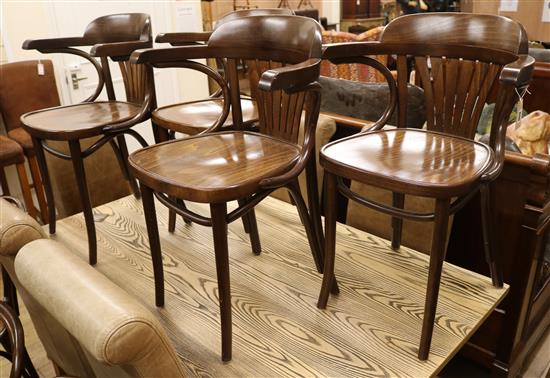 A set of four bentwood elbow chairs